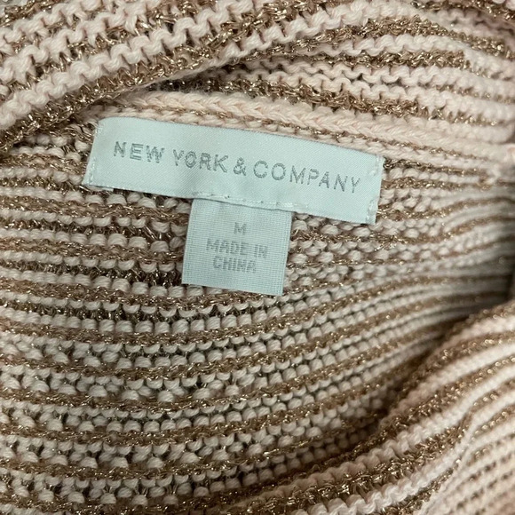 New York & Company pink and gold striped Women Sweater, cowl neck - Picture 7 of 7